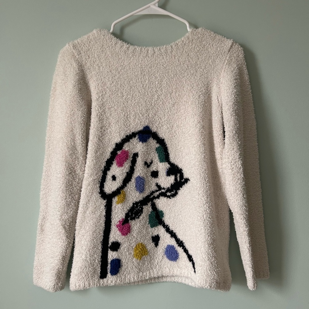 Hanna Andersson Marshmallow Pullover Sweater, Kids Size 12, Cute Dog Sweater